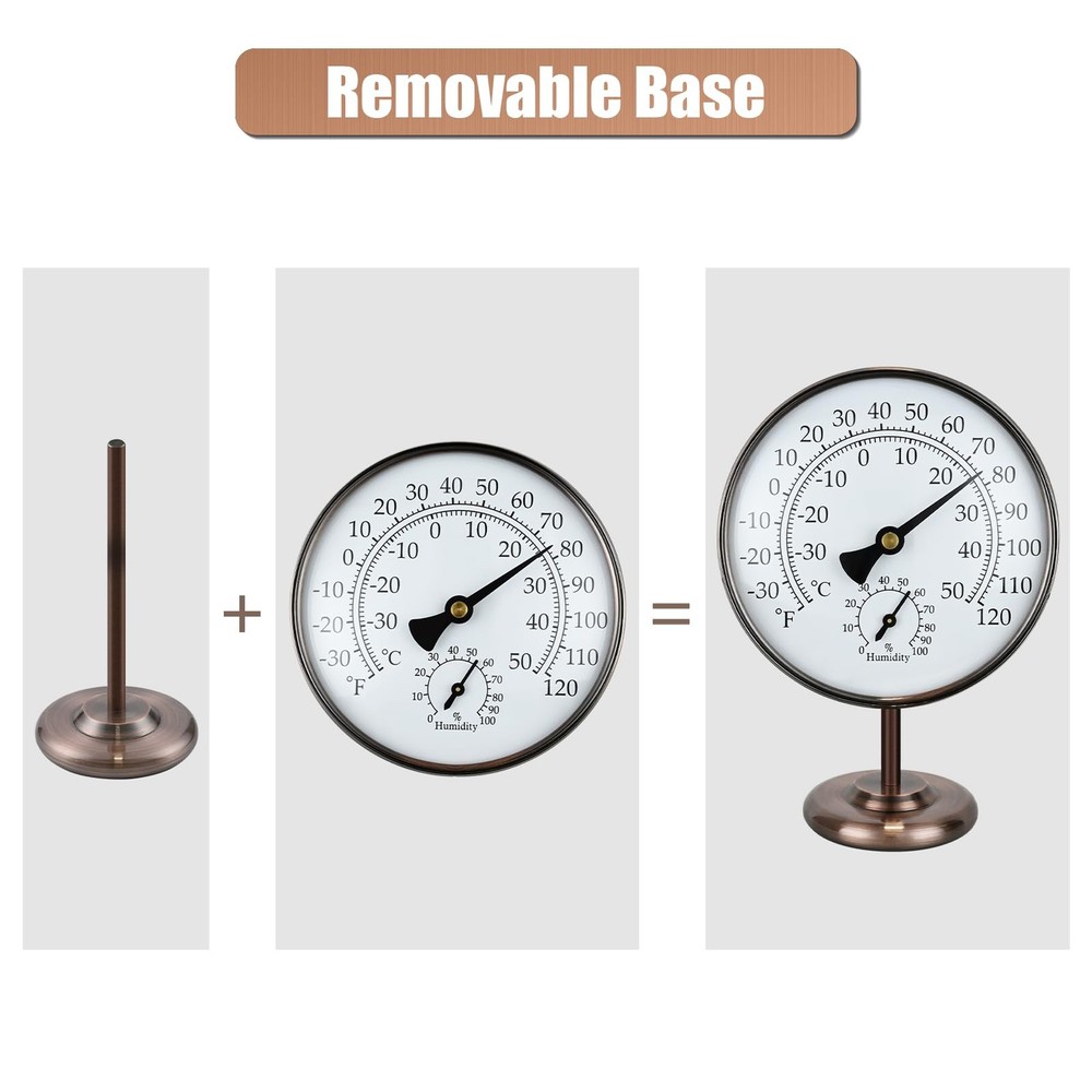 4’’ Outdoor Thermometer Hygrometer - Solid Brass Analog Temperature 4 in