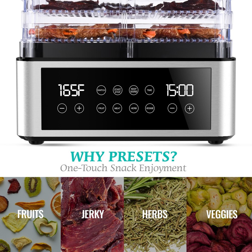 Food Dehydrator, One-Touch Dehydrator with Automatic Temperature Control 5 BP...