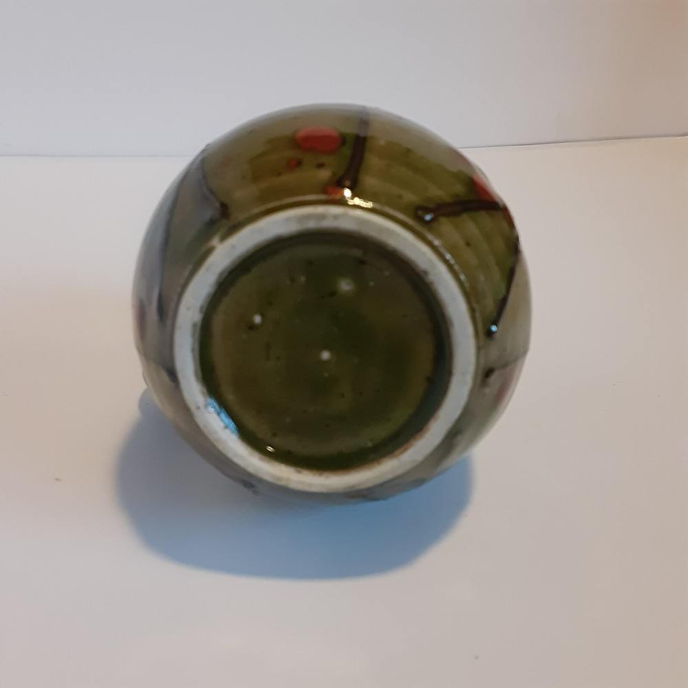 Olive Green Pottery Creamer and Open Sugar