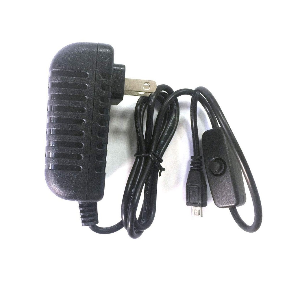 Raspberry pi power supply with switch - Pi 3 Model B B+ A+ black