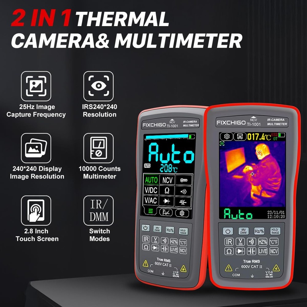 2 in1 Thermal Imaging with 10000 Counts Multimeter Function Infrared Camera P...