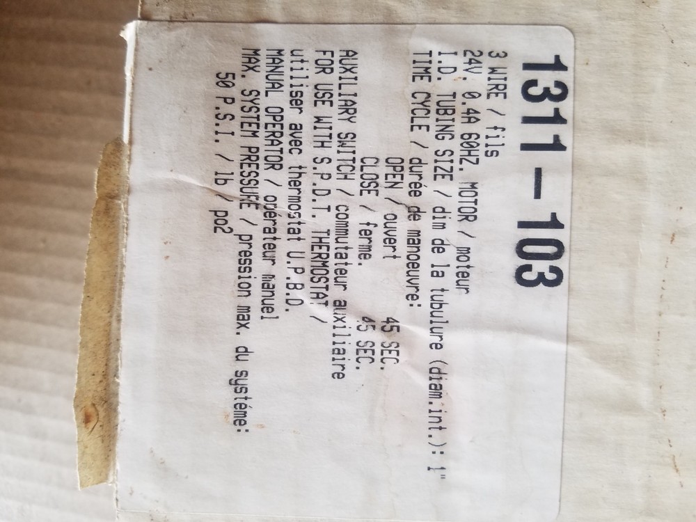 hydronic zone valve 1311-103 1in