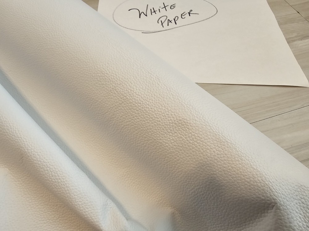 3-4oz PURE WHITE MATTE PEBBLED GRAIN SOFT LEATHER HIDE UPHOLSTERY,PANEL,SHEET