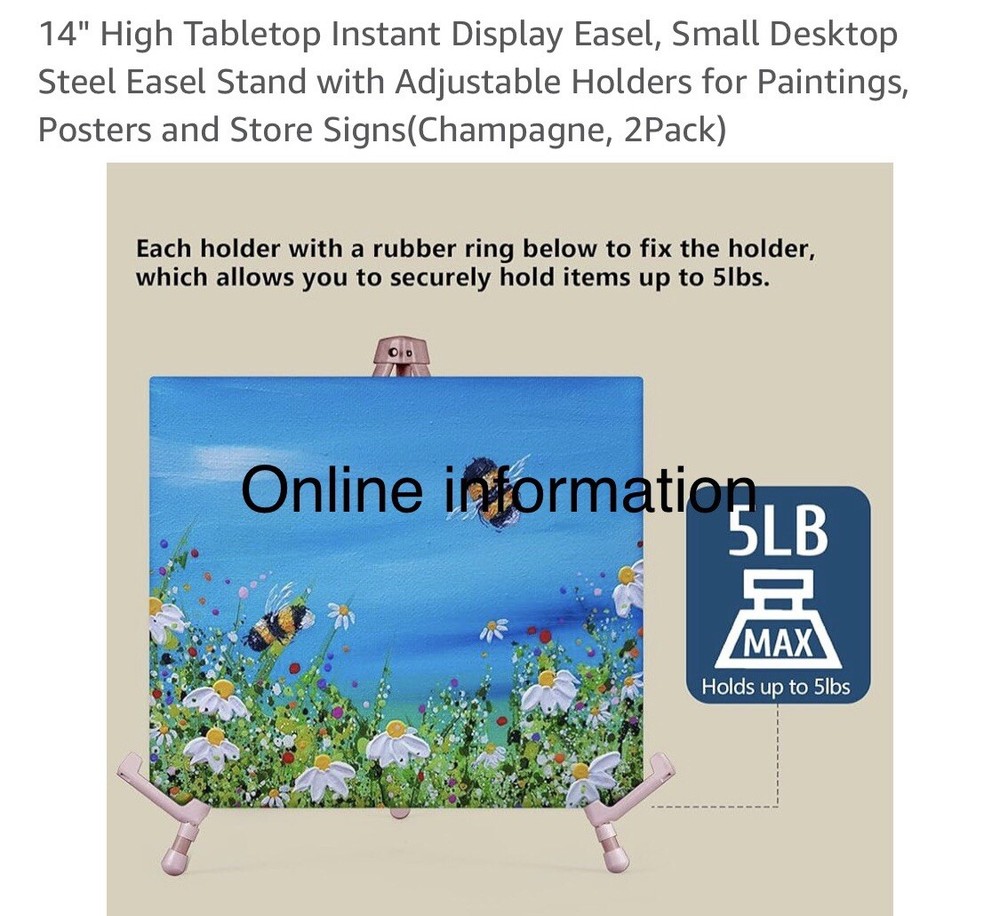 14" High Tabletop Instant Display Easel (Champagne,2Pack)