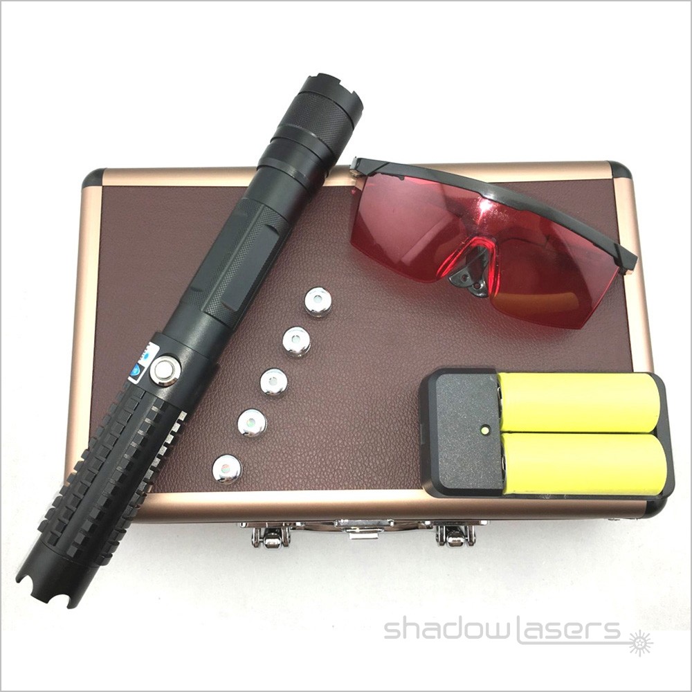 THOR II Adjustable Focus 450nm Blue Laser Pointer Pen Light Visible Beam+Case