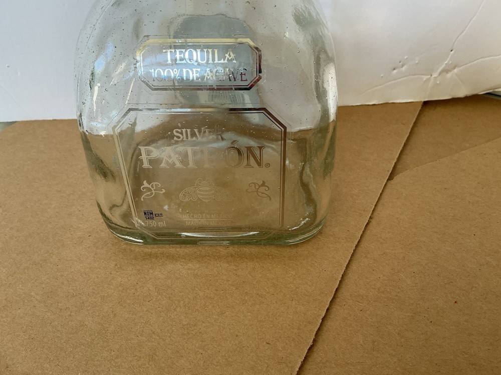 Patron Silver Tequila Bottle With Cork 750 ml Empty