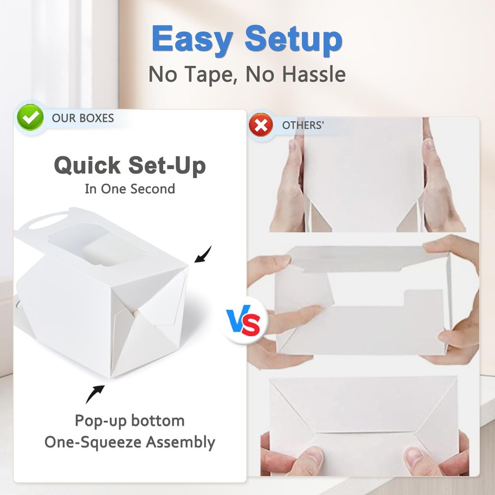 Cupcake Boxes 12pcs Individual Cupcake Containers White With Window Insert And H