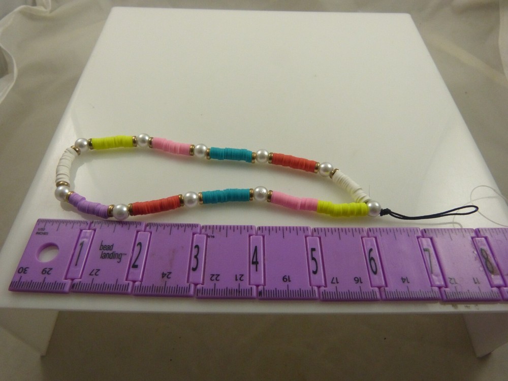 cell phone strap for phone or case multi color beads.