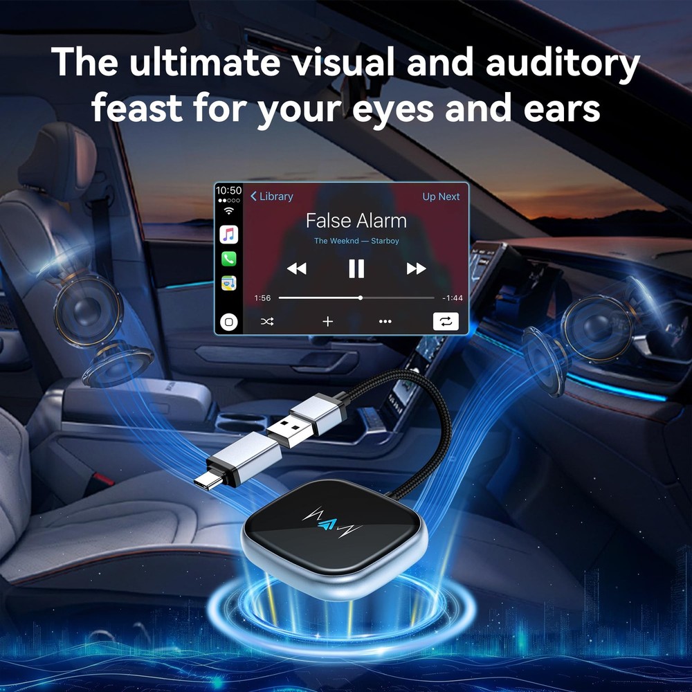 vnilrgle Wireless Android Auto Adapter, Auto-Reconnect & Low-Latency silvery