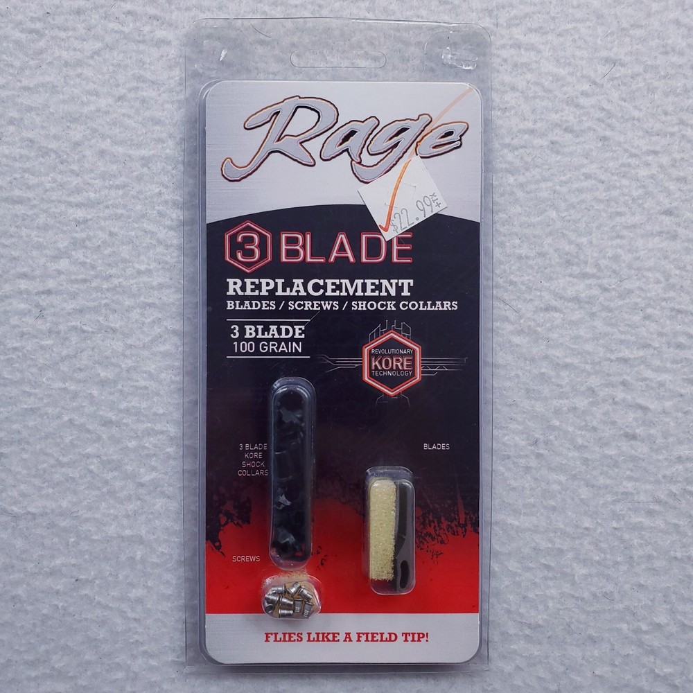 Rage 3-Blade Expandable Broadhead Kore Replacement Blade Kit 100gr Shock Collars