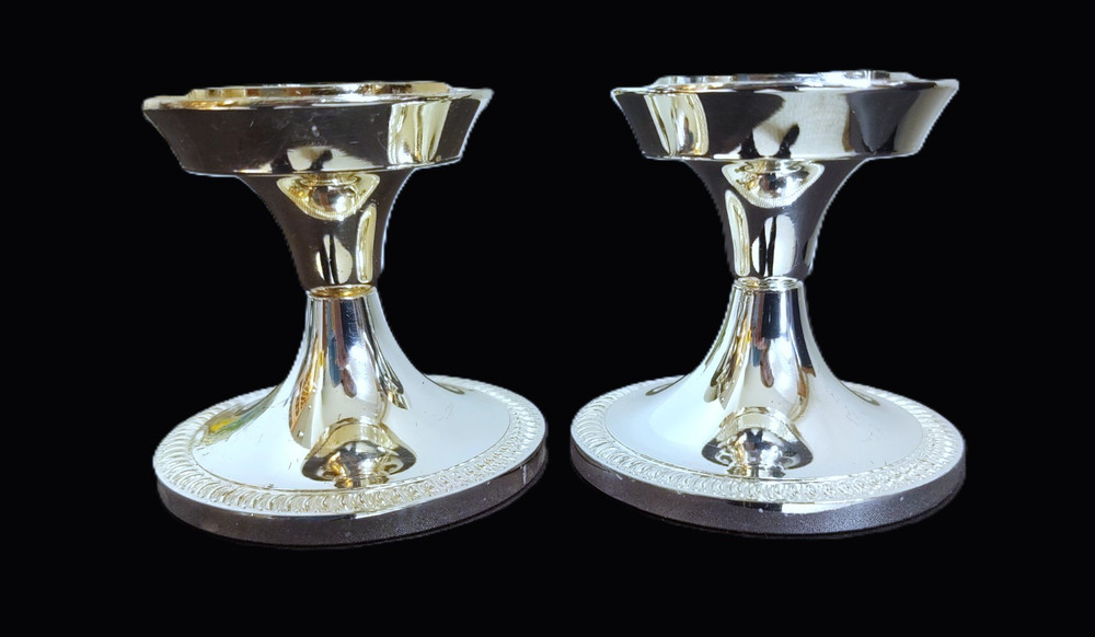 SILVER PLATED CANDLESTICK HOLDERS~ SET OF 2