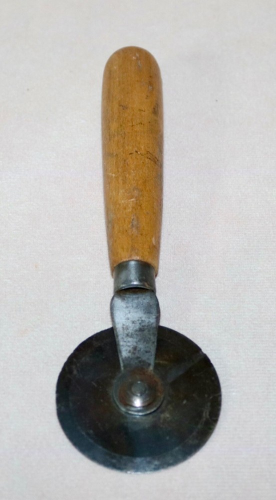 Fabric Cutting Tool 2” Diameter Wood Handle - Vintage