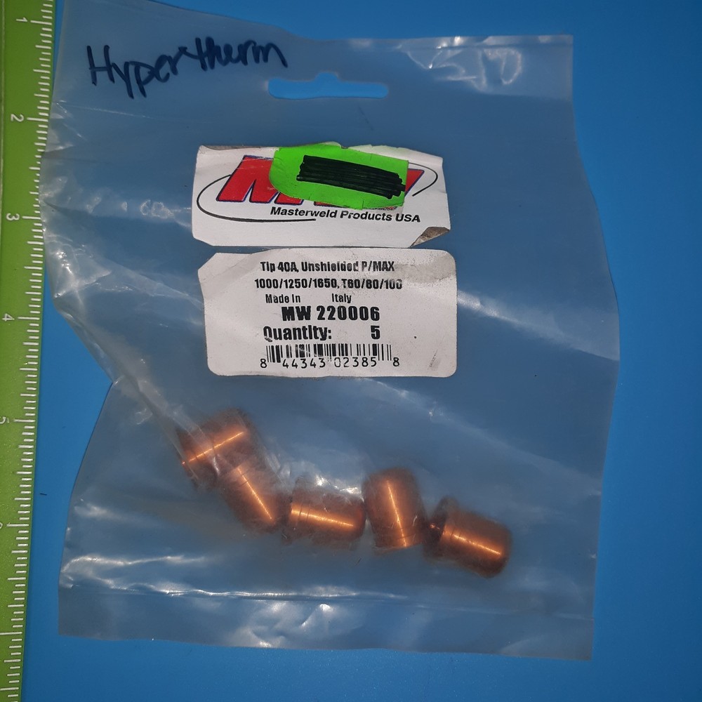 Hypertherm Mssterweld MW 220006 Tips 40A, Unshielded P/Max Tips Qty 5