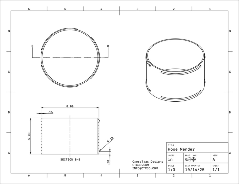 8in Mender - Leaf Vacuum Hose Adapter