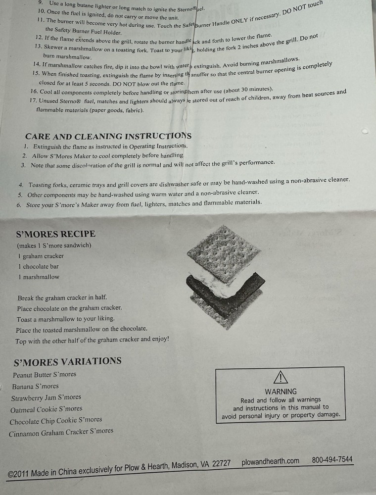 Plow & Hearth Campfire S'mores Maker Item 63668