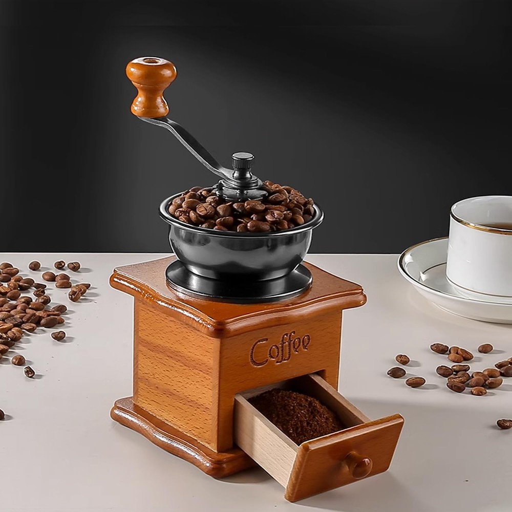 Coffee Mill Grinder - Manual Coffee Grinder with Adjustable Gear Setting and ...