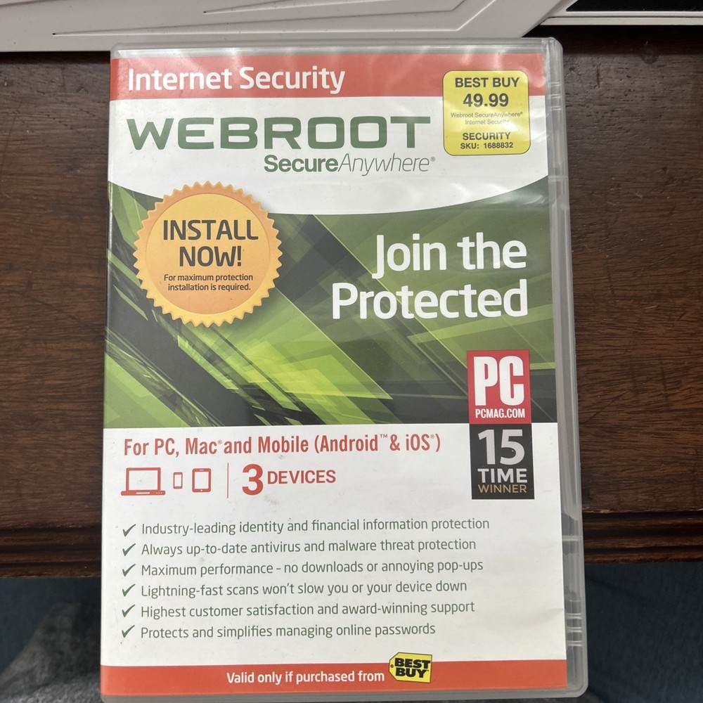 WEBROOT Secure Anywhere Internet Security, 3 Devices Antivirus Mobile PC Mac