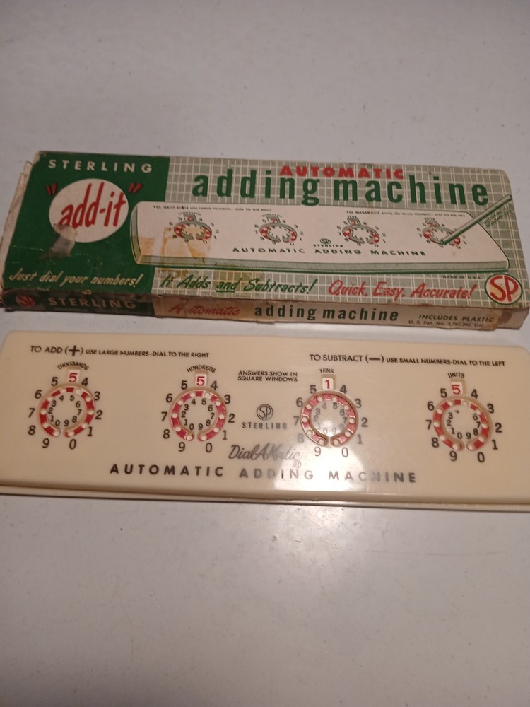 Sterling Dial A Matic Automatic Adding Machine Vintage Plastic in Box