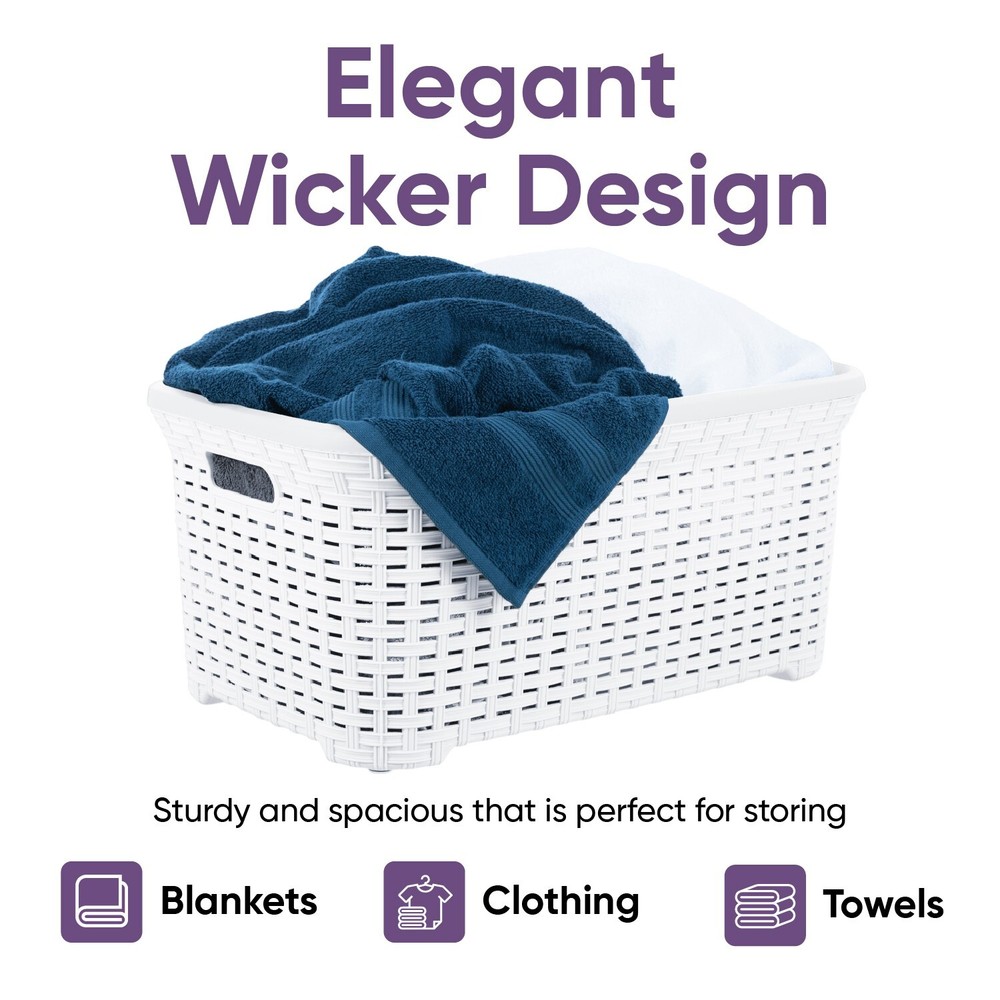 Superio Wicker Laundry Basket 2-Pack, White