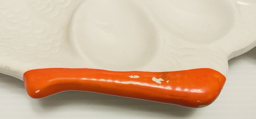 Emil Ceramic Rooster shaped egg holder serving ceramic plate.