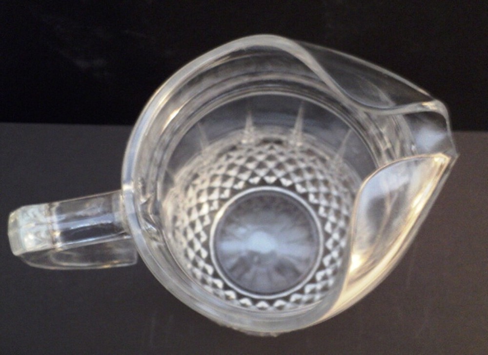 Cut Glass Pitcher - 9" Tall - Diamond Cut Design -