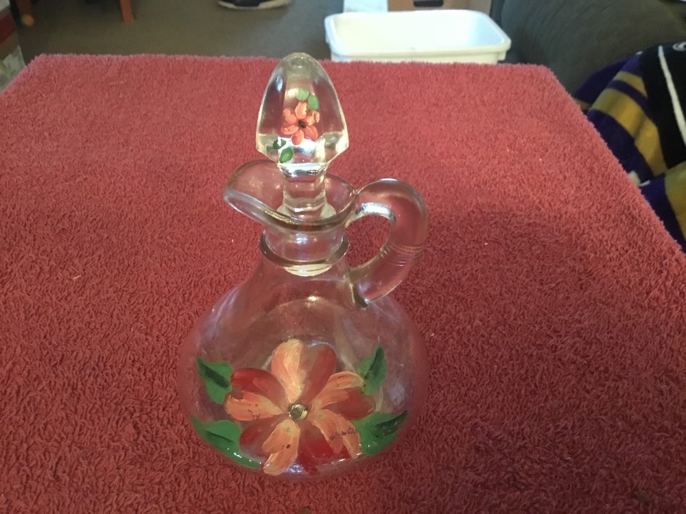 Painted Glass Cruet w / Stopper