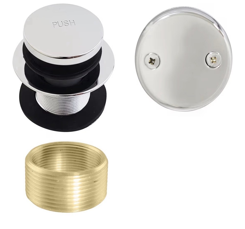 Universal Fine or Coarse Thread Tip-Toe Strainer Drain with 2-Hole Faceplate,...
