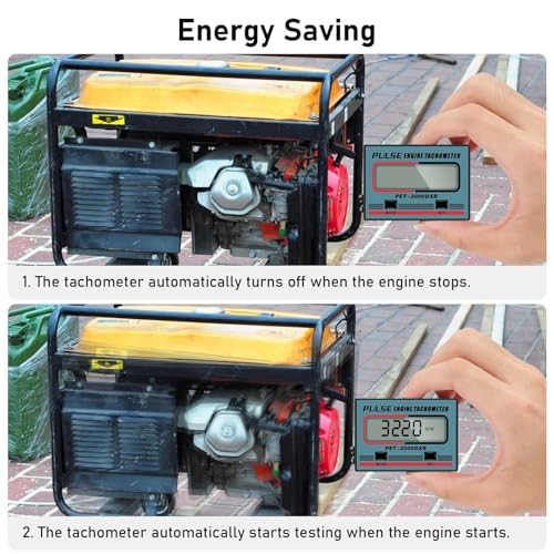 Digital Tachometer, 2 Stroke 4 Stroke Small Engine Tachometer, Blue+MODE+SET
