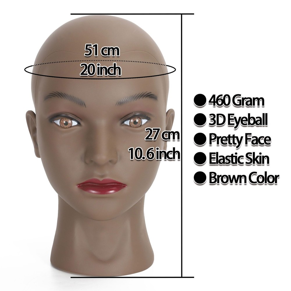 mannequin head for wigs makeup training w/ clamp stand