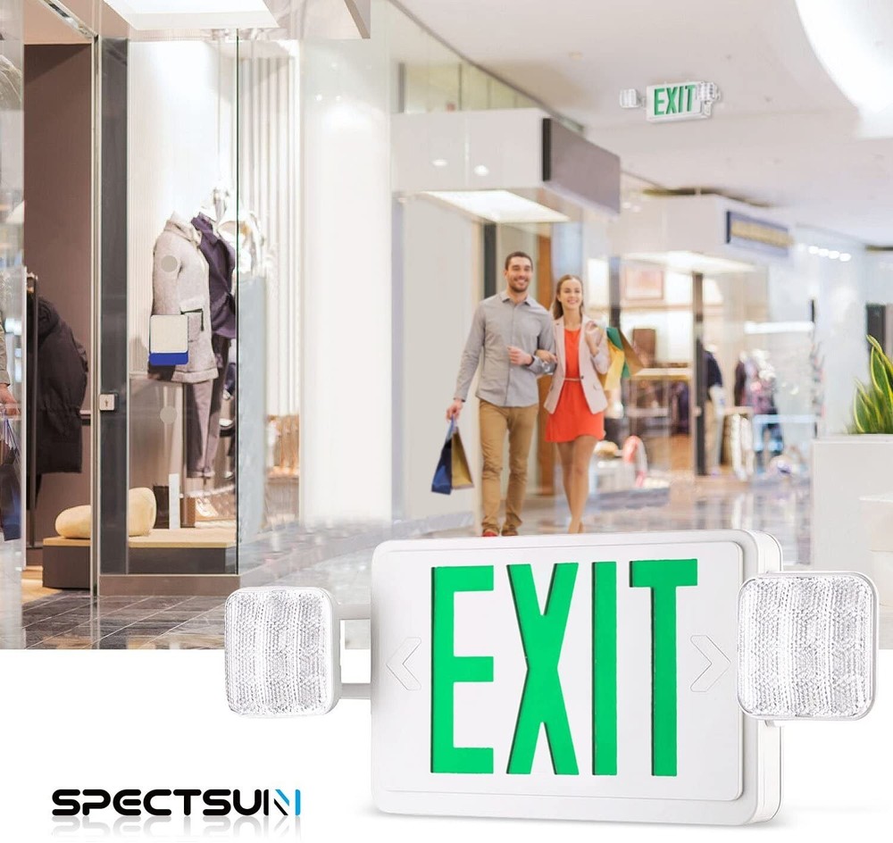 UL Listed  6 Packs Led Green Exit Sign with Battery Backup Combo Exit Lights.