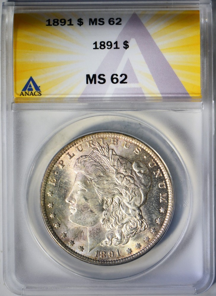 1891 Morgan silver dollar ANACS MS-62