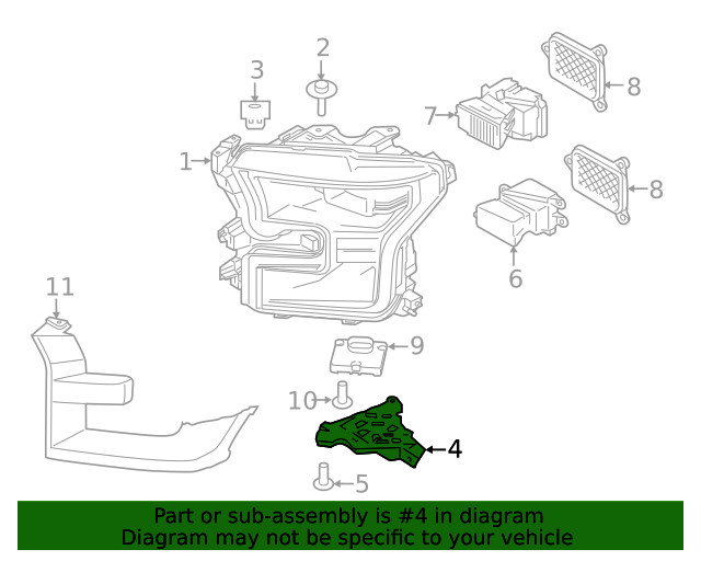 Genuine Ford Headlight Bracket FL3Z-17C973-A