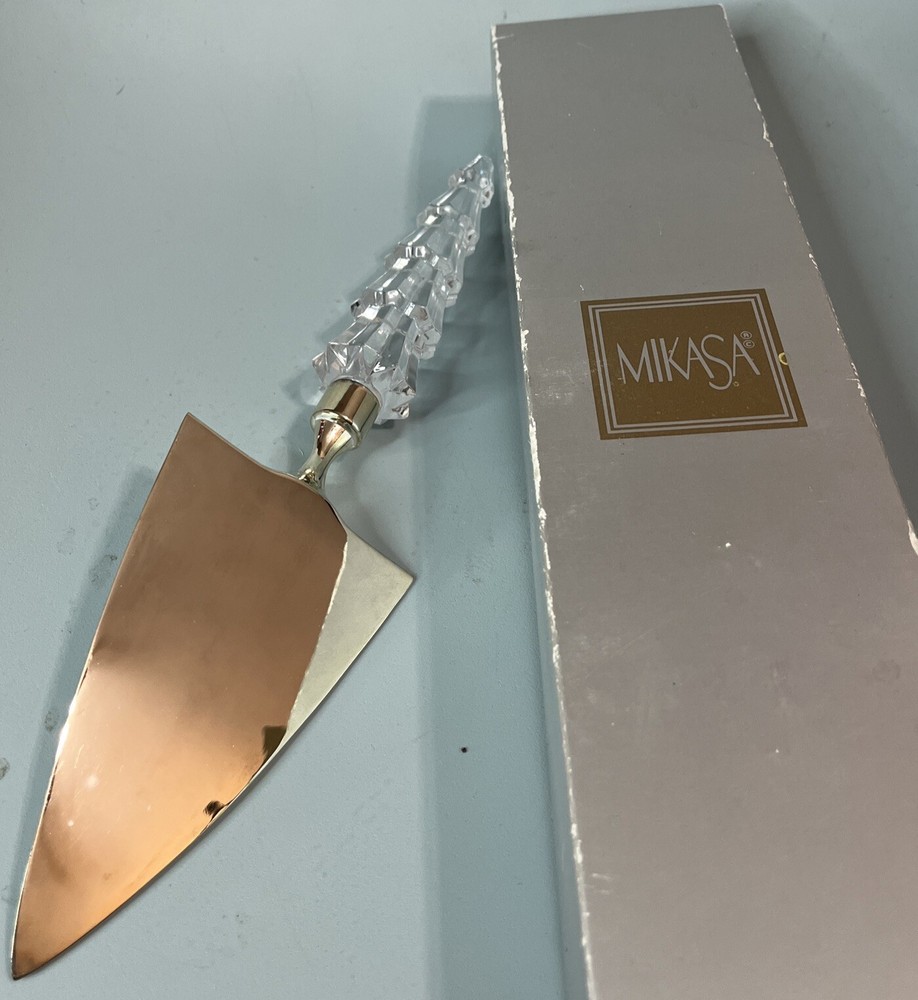 Mikasa Cake Server Made In Austria Clear Crystal Christmas Tree Motif Handle EUC
