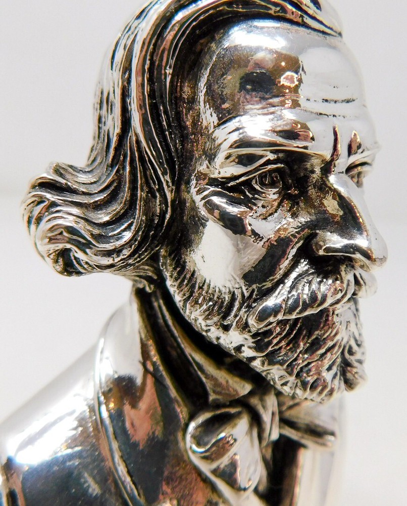 Solid 800 Silver Giuseppe Verdi 4.5" Statuette Italian 202 grams Composer Bust