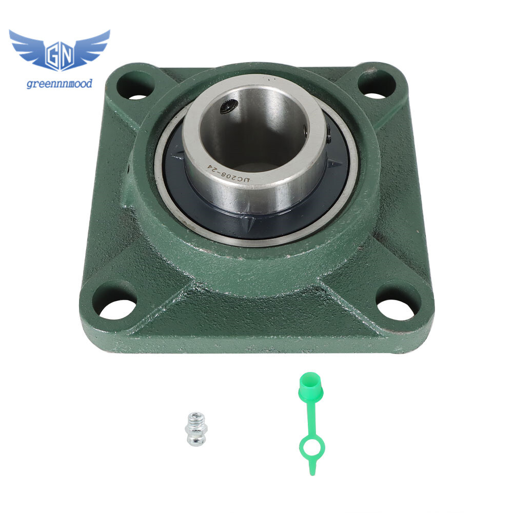 2 Pack UCF208-24 Pillow Block Flange Bearing 1-1/2" Bore 4 Bolt Solid Base