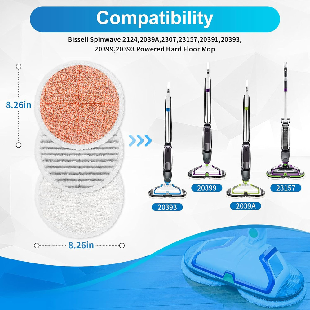 KEEPOW Spinwave Replacement Pads Compatible with Bissell Spinwave Hard Floor Mop