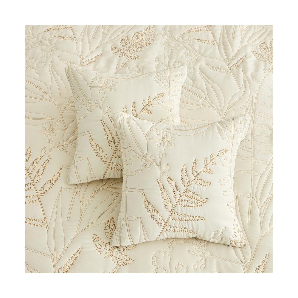 Botanical Oversized Bedspread Queen Size - Leaves Pattern Stitching... Fast Ship