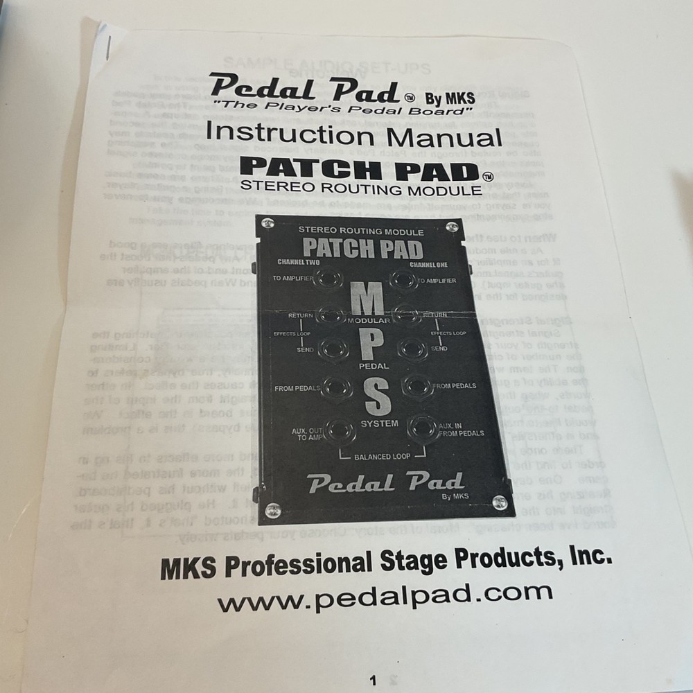 Patch Pad Stereo Routing Module Pedal Pad By MKS with Instructions