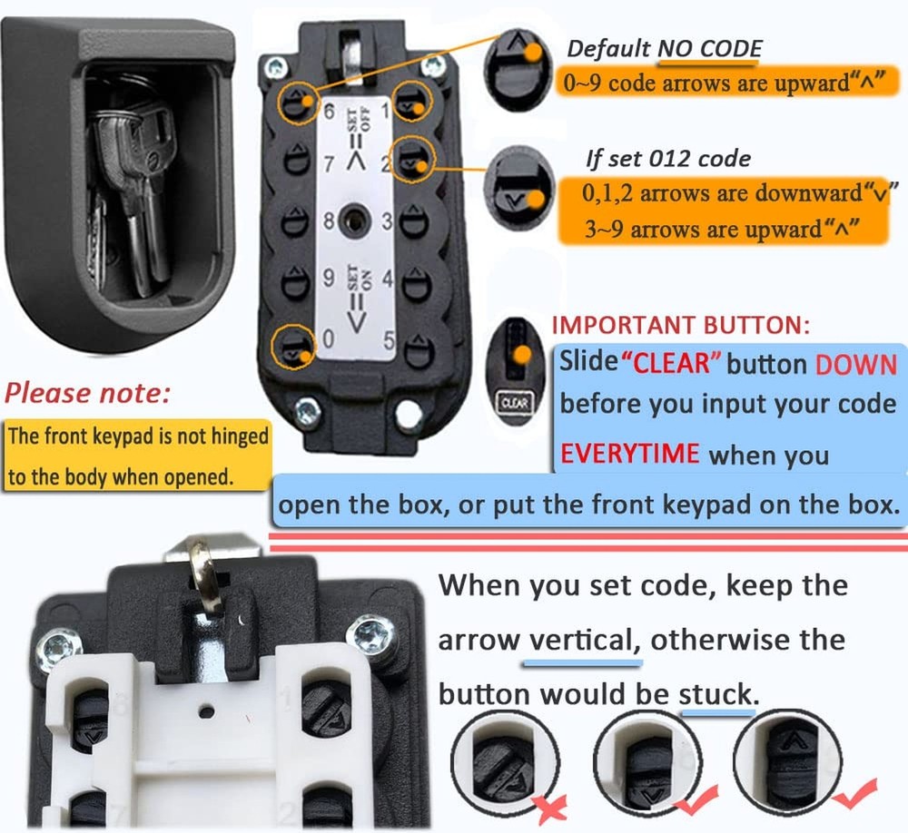 Key Lock Box for Outside Wall Mount, Waterproof Spare Key Storage Box, 10-dig...