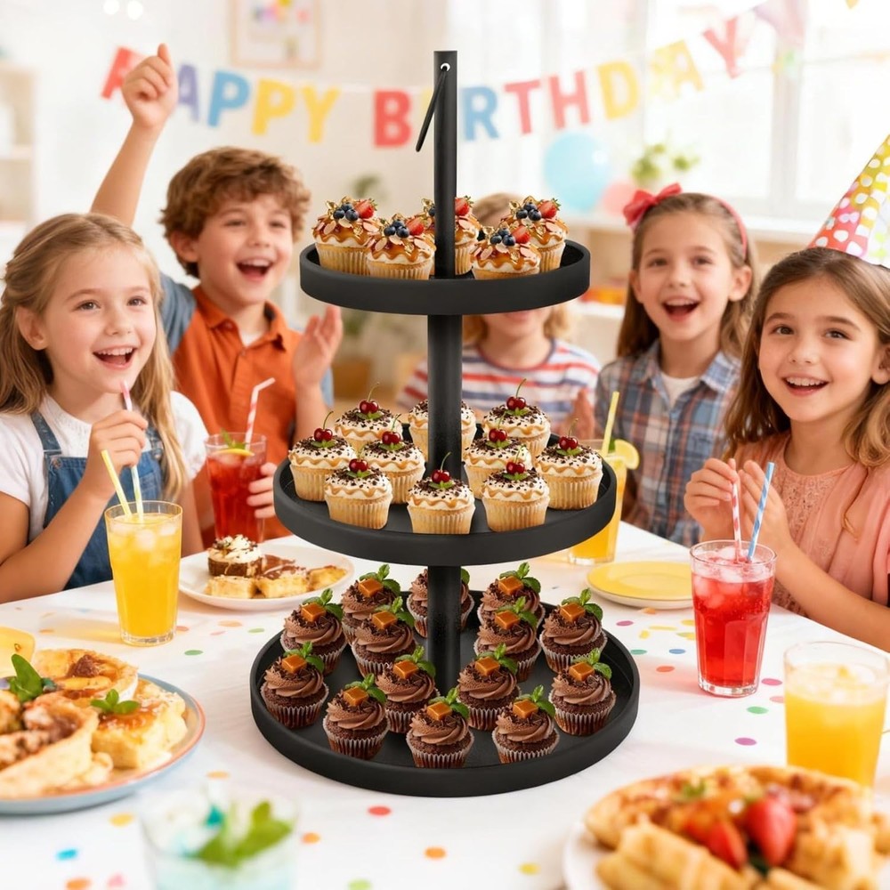 Cupcake Stand 2 PACK Metal 3 Tier Cupcake Tower Display Black