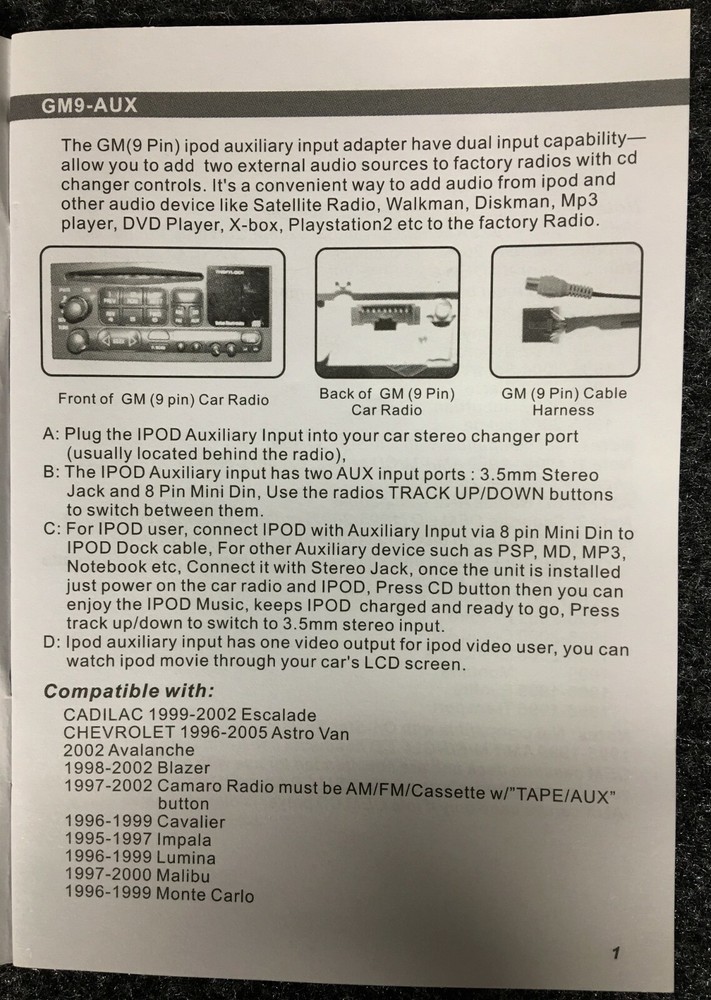 AXXESS AIP-GM02-ID iPOD Auxiliary Input