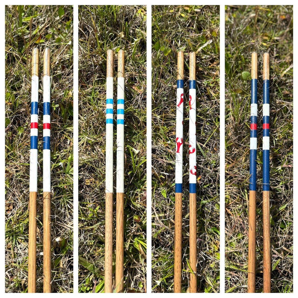 Handcrafted Hickory Wood Golf Alignment Sticks w/ Cover (Pair)