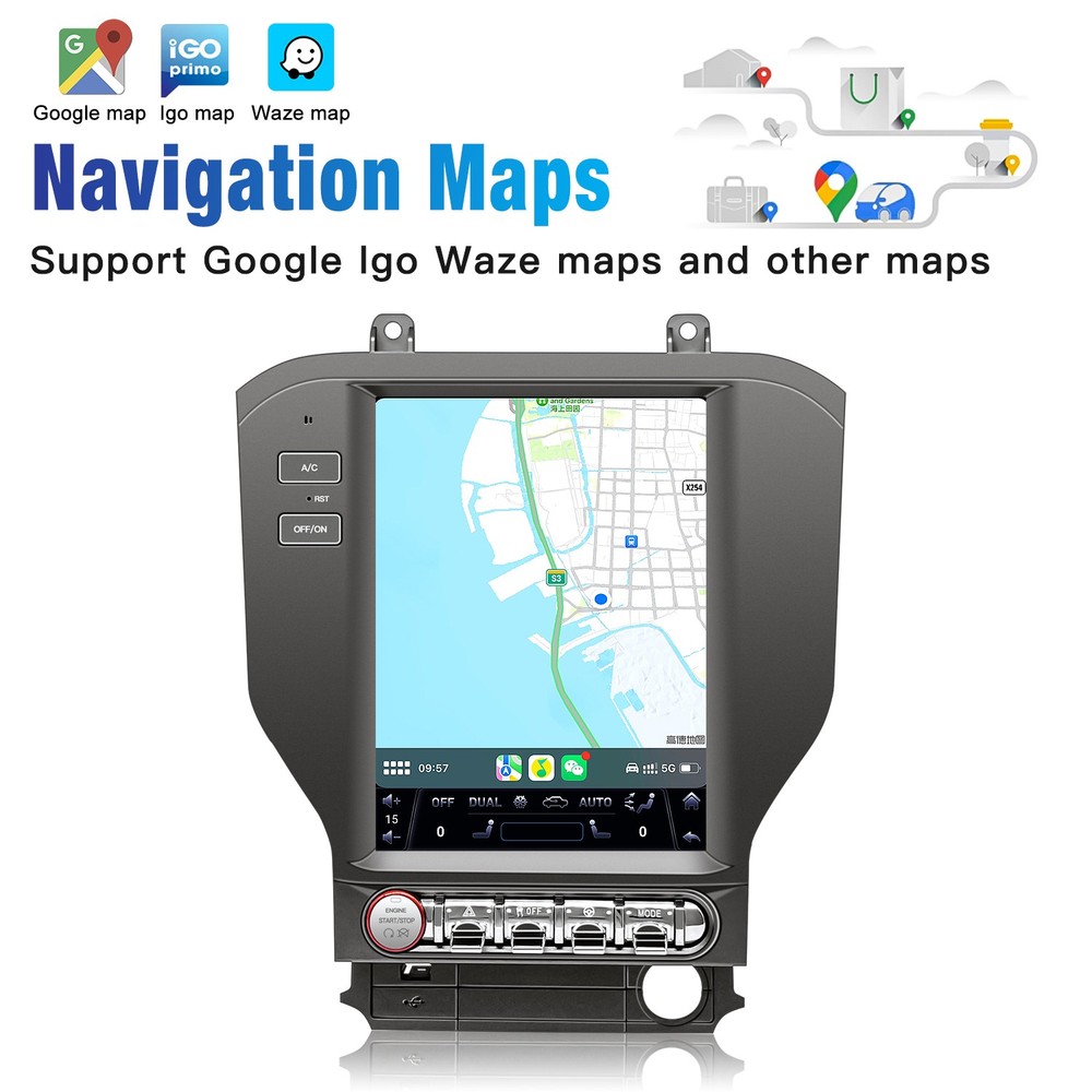 10.4" TouchScreen Radio Android Tesla Model GPS for Ford Mustang 2015-2021