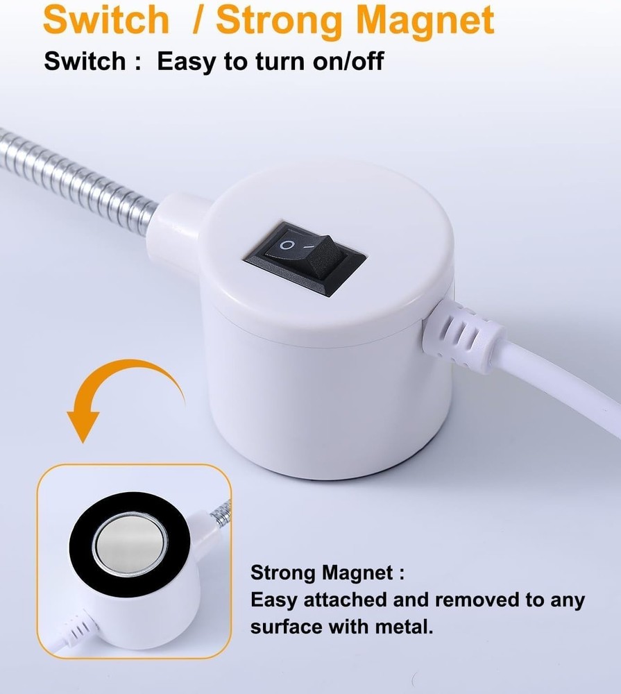 Sewing Machine Light with Rotation and Dimmable, Portable Work Light with Fle...