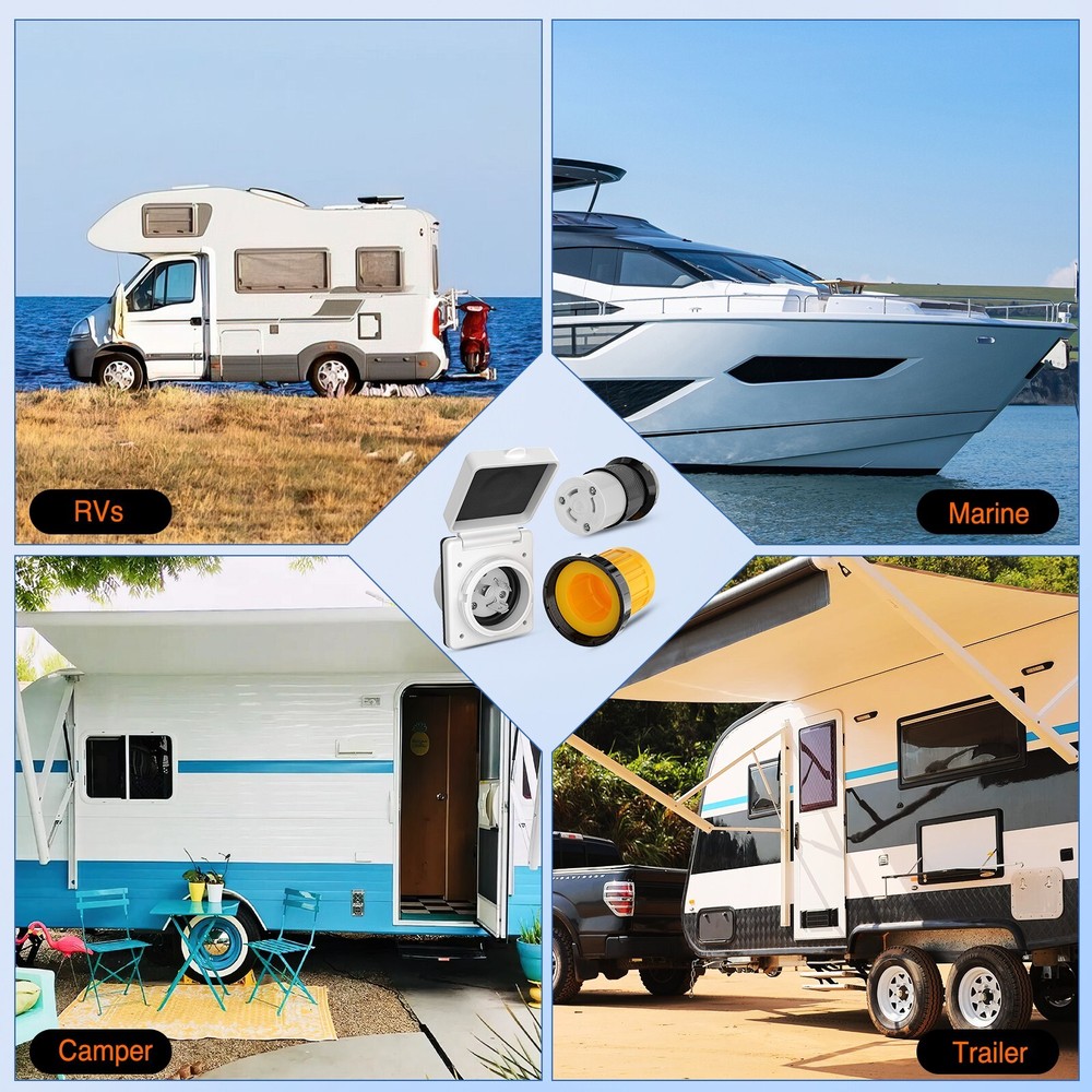 Nilight 30AMP RV Power Inlet Outlet Shore Power Kit w/Boot Cord Protector