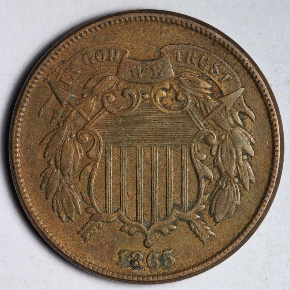 1865 Two Cent Piece AU E209 QGNR