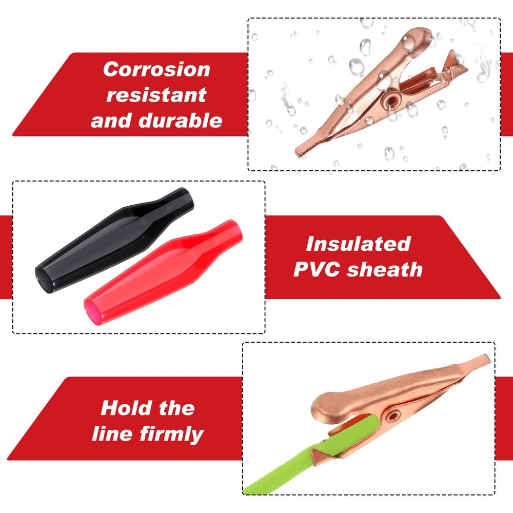 20 Pack Micro Toothless Alligator Test Clips Small Solid Copper Alligator