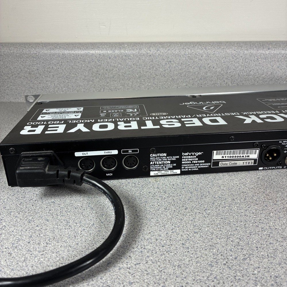 Behringer Feedback Destroyer FBQ1000 Rack Mount Parametric Equalizer Ultra Fast