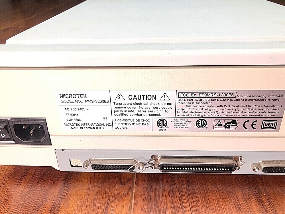 Microtek Scanmaker E6 MRS-1200E6 Flatbed Scanner SCSI Vintage