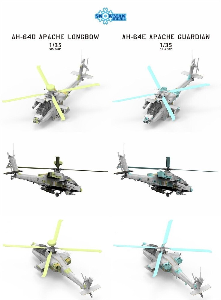 SNOWMAN MODEL SP-2602 1/35 scale AH-64E APACHE GUARDIAN MODEL KIT